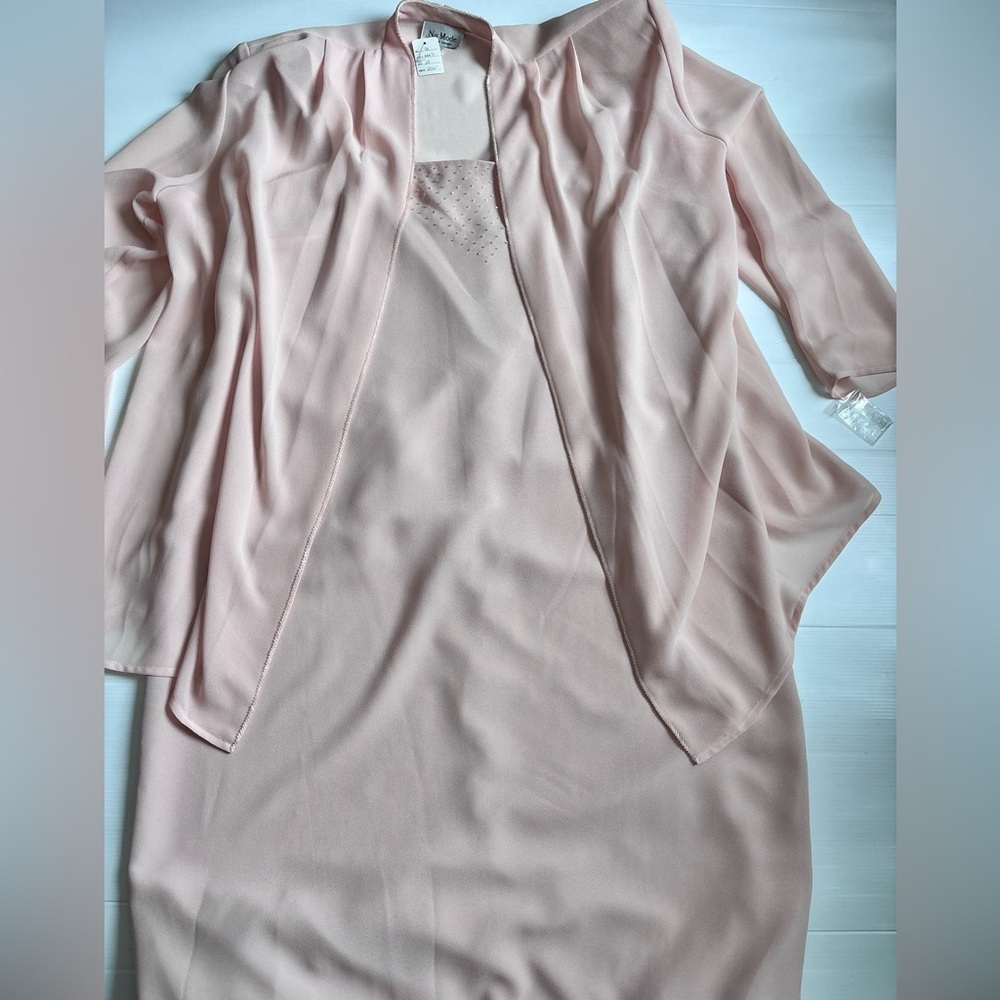 Nu Mode Vintage Dress Jacket Set Size 22 Blush Pink